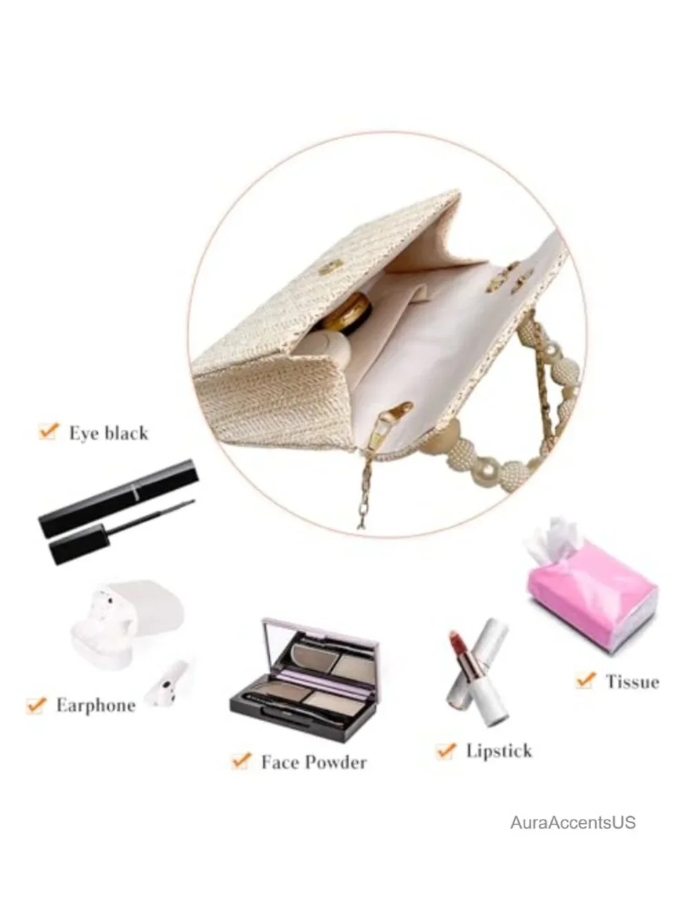 Straw Handwoven Evening Clutch Bag Bridal Wedding Crossbody Purse